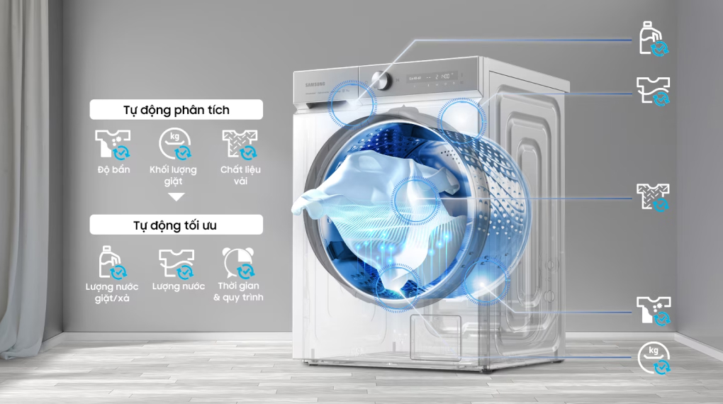 AI WASH - Máy giặt sấy Samsung Inverter 12 kg WD12BB944DGHSV