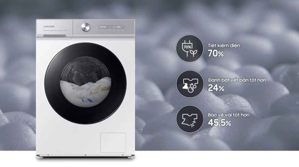 Giặt bong bóng - Máy giặt sấy Samsung Inverter 12 kg WD12BB944DGHSV