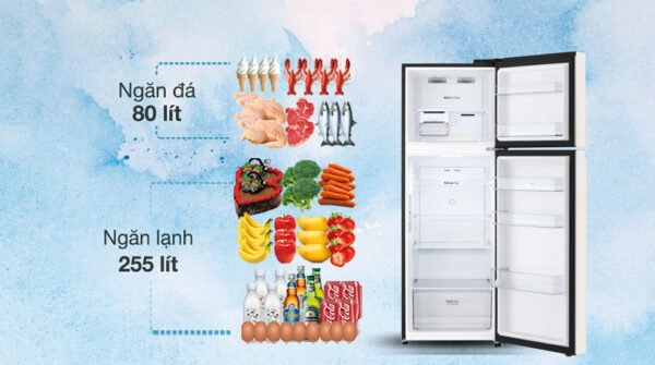 Tủ lạnh LG Inverter 335 lít GN-B332BG - Dung tích ngăn đá 80 lít, ngăn lạnh 255 lít