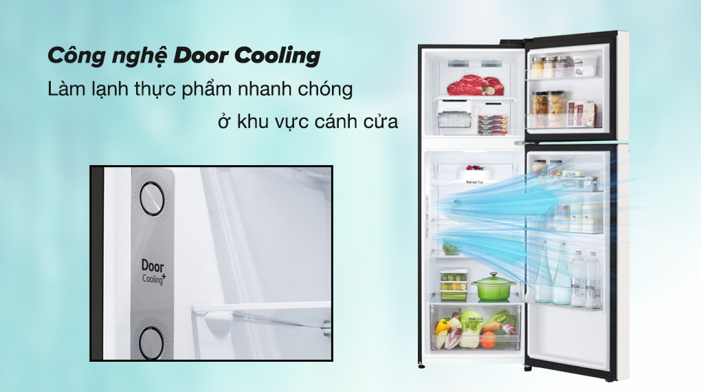 Tủ lạnh LG Inverter 335 lít GN-B332BG - Công nghệ Door Cooling giúp làm lạnh thực phẩm nhanh chóng bên phía cánh cửa tủ