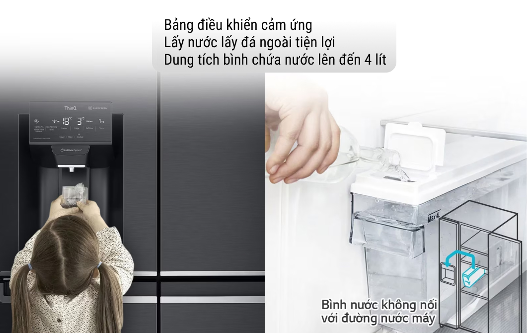 tiện ích - Tủ lạnh LG Inverter 496 lít Multi Door InstaView Door in Door GR-X22MBI