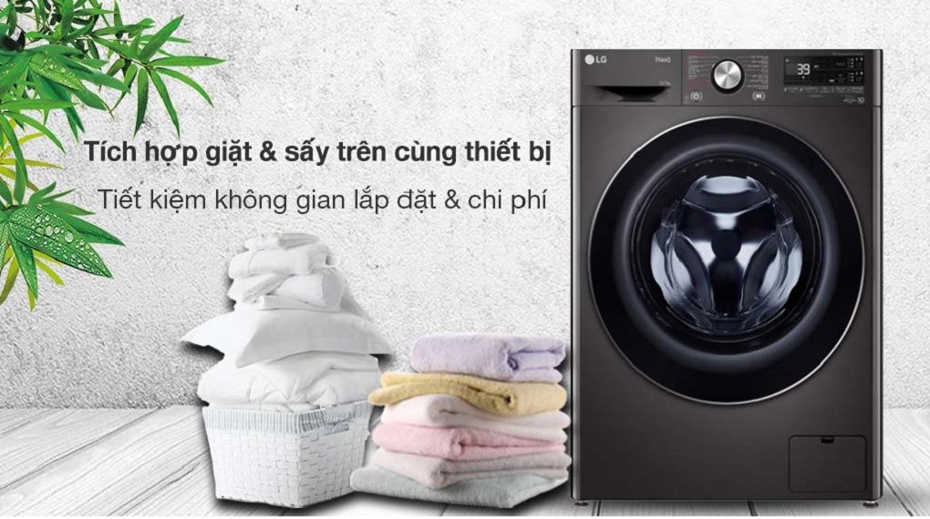 Máy giặt sấy LG Inverter giặt 12 kg - sấy 7 kg FV1412H3BA - Tích hợp chức năng giặt và sấy trên cùng một thiết bị tiện lợi