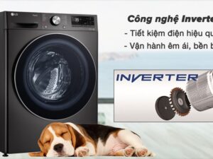 Máy giặt sấy LG Inverter giặt 12 kg - sấy 7 kg FV1412H3BA - Công nghệ Inverter tiết kiệm điện năng, vận hành êm ái và bền bỉ