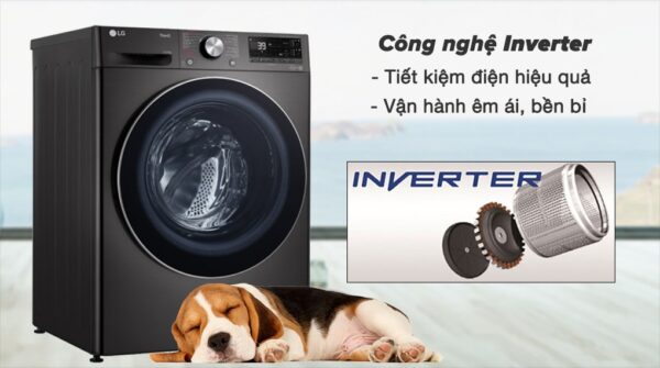 Máy giặt sấy LG Inverter giặt 12 kg - sấy 7 kg FV1412H3BA - Công nghệ Inverter tiết kiệm điện năng, vận hành êm ái và bền bỉ