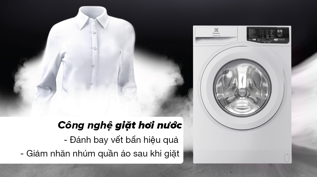 Máy giặt Electrolux Inverter 9 kg EWF9025DQWB - Công nghệ giặt hơi nước đánh bay vết bẩn hiệu quả, giảm nhăn nhúm quần áo sau khi giặt