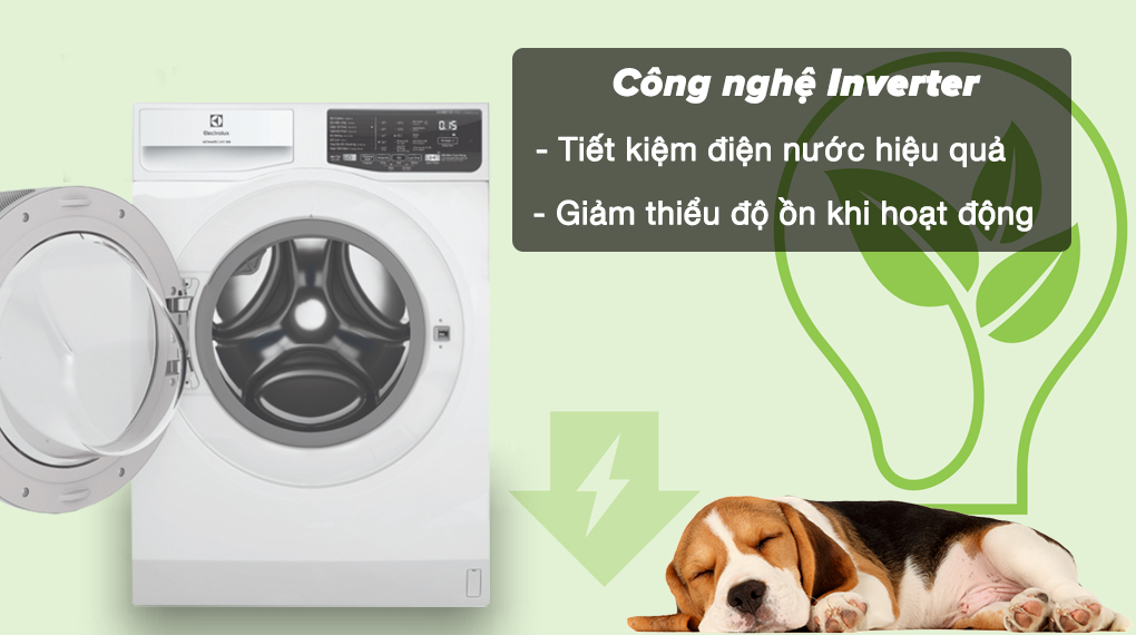 Máy giặt Electrolux Inverter 9 kg EWF9025DQWB - Công nghệ Inverter tiết kiệm điện nước hiệu quả, hỗ trợ máy hoạt động êm ái