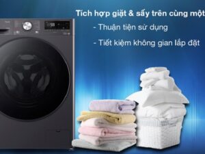 Máy giặt sấy LG Inverter giặt 10 kg - sấy 6 kg FV1410D4M1 - Tích hợp chức năng giặt và sấy trên cùng một thiết bị, tiết kiệm không gian lắp đặt và dễ sử dụng