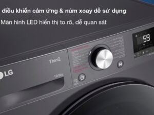 Máy giặt sấy LG Inverter giặt 10 kg - sấy 6 kg FV1410D4M1 - Bảng điều khiển dạng cảm ứng và núm xoay, màn hình Led thiết kế to rõ