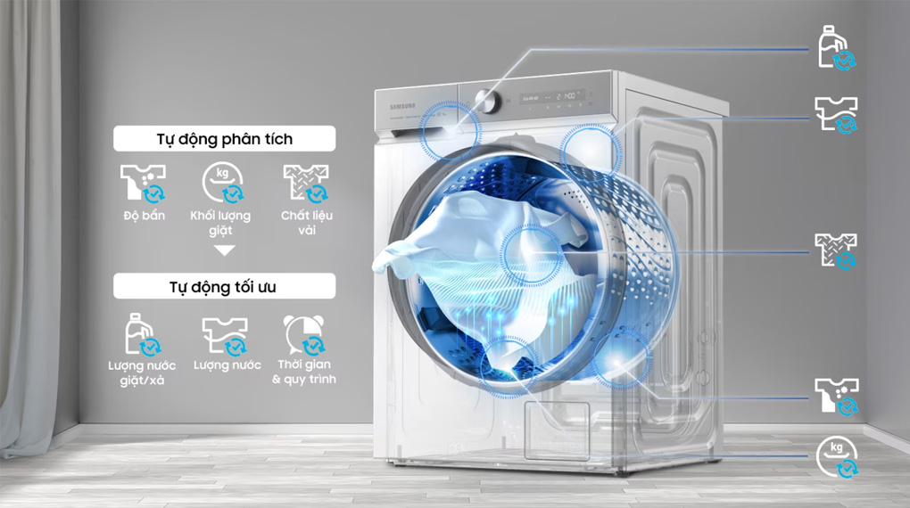 Máy giặt Samsung AI Ecobubble Inverter 11 kg WW11CGP44DSHSV - Tiết kiệm điện nước với cảm biến AI Wash