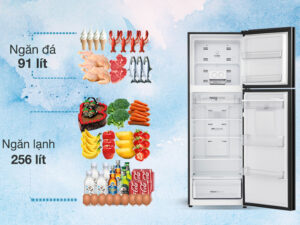 Tủ lạnh Aqua Inverter 347 lít AQR-T390FA(WGM) - Dung tích ngăn đá 91 lít, ngăn lạnh 256 lít