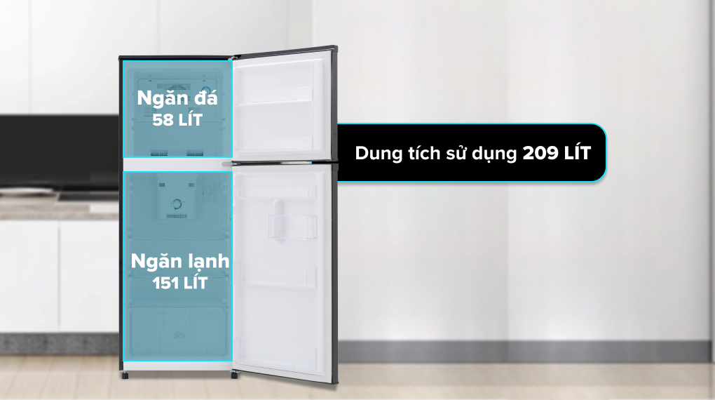 Tủ lạnh Funiki 209 lít HR T6209TDG - Dung tích sử dụng