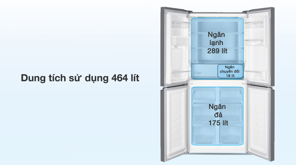 Tủ lạnh Hitachi Inverter 464 lít Multi Door HR4N7520DSWDXVN - Dung tích