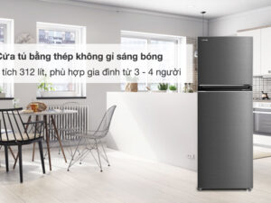 Tủ lạnh Toshiba Inverter 312 lít GR-RT416WE-PMV(58)-MM - Cửa tủ bằng thép không gỉ sáng bóng, dung tích sử dụng 312 lít phù hợp gia đình từ 3 - 4 người