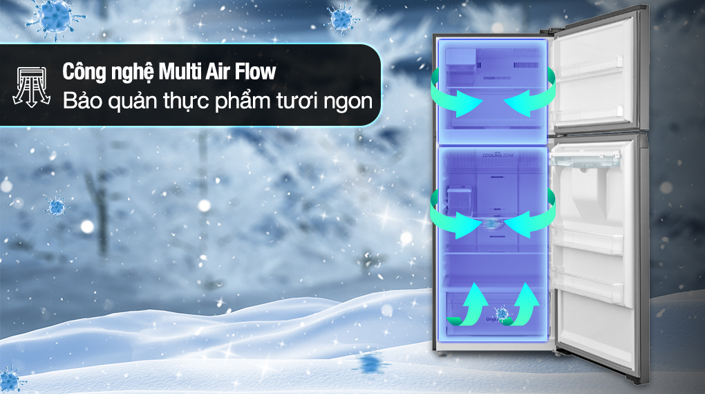 Tủ lạnh Toshiba Inverter 409 lít GR-RT535WEA-PMV(06)-MG - Multi Air Flow