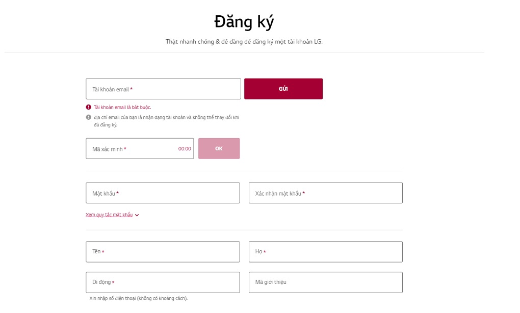 kích hoạt bảo hành máy lạnh LG qua web