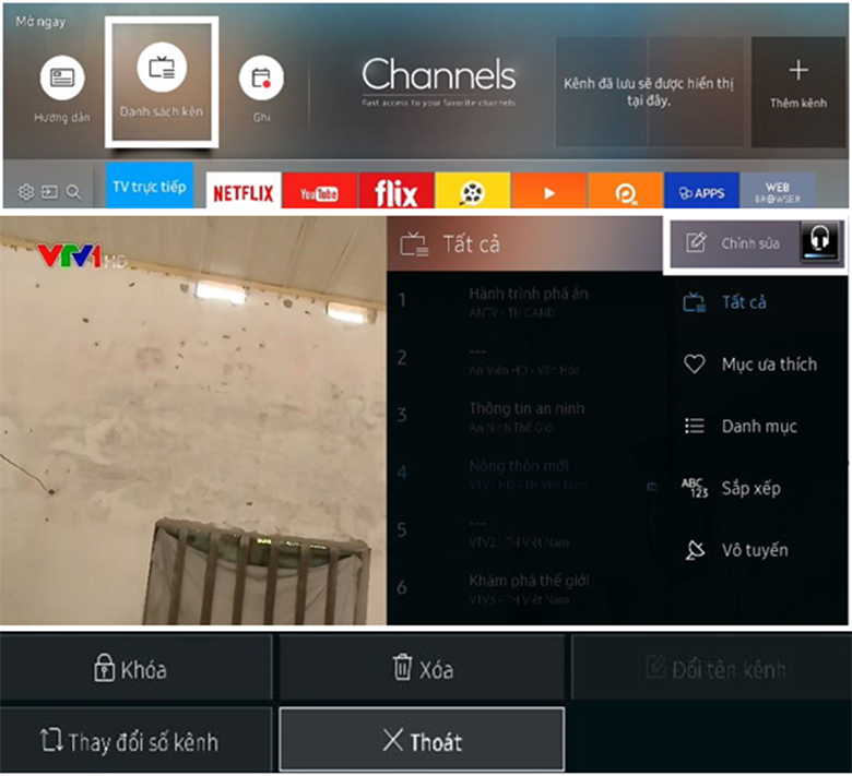 Cách sắp xếp kênh trên tivi Samsung 2019