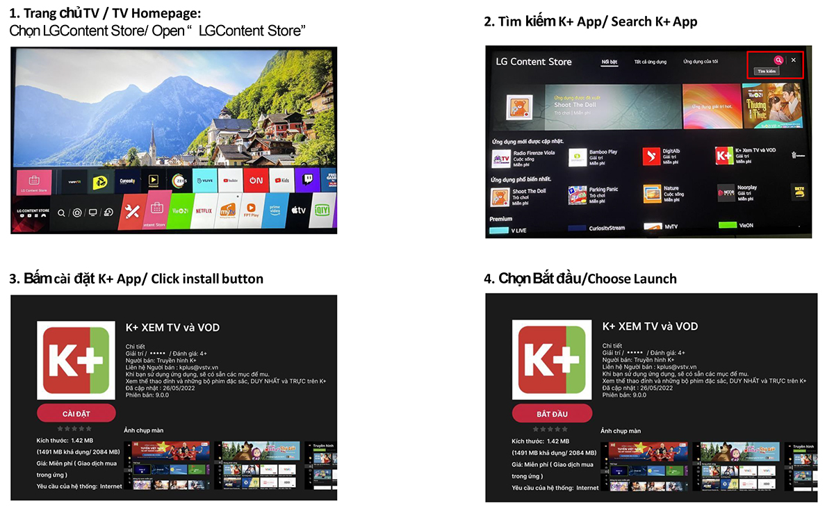 Các bước cài đặt ứng dụng K+ trên Smart TV LG