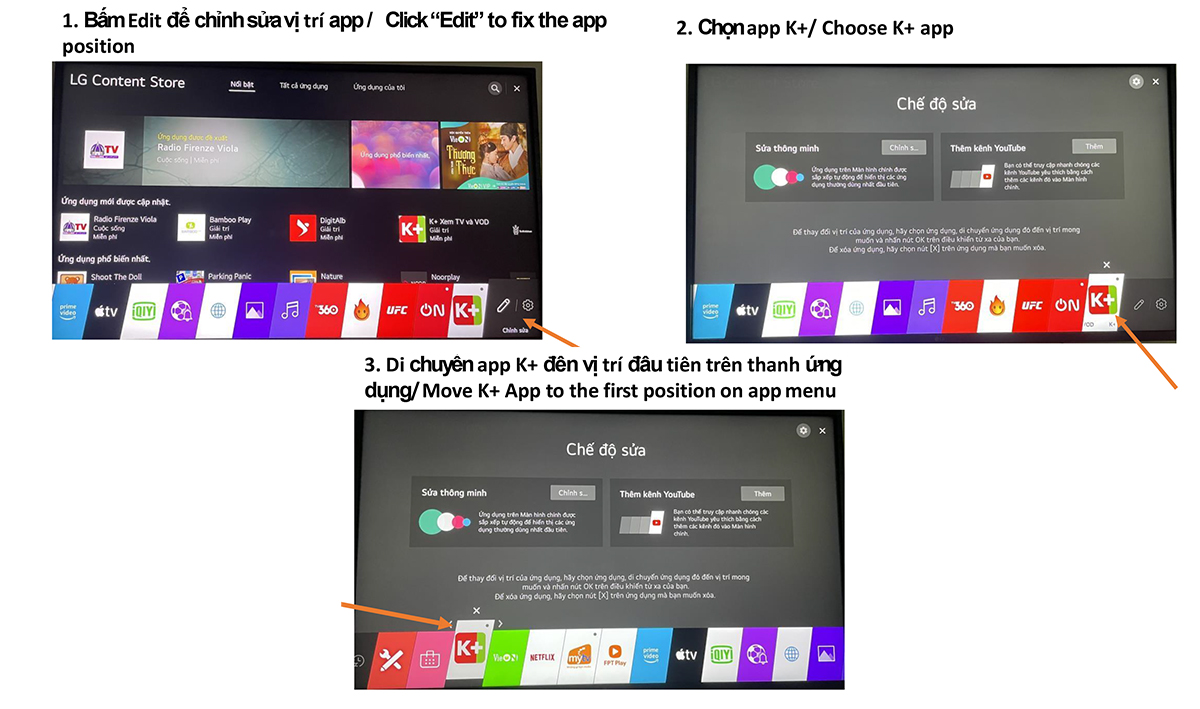 Cách đưa ứng dụng K+ ra màn hình trang chủ LG TV