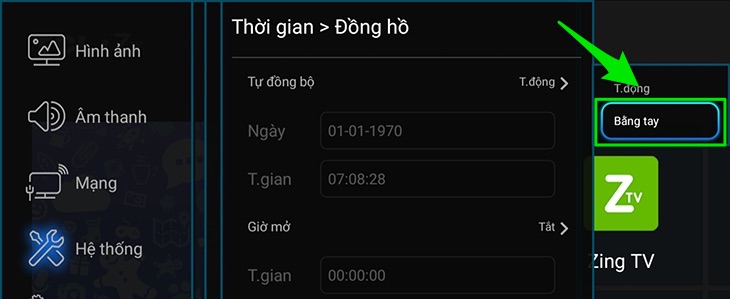 Chỉnh ngày giờ bằng tay