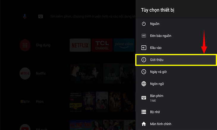 Bạn chọn mục Giới thiệu.