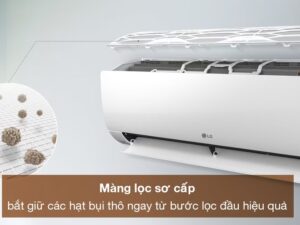 Máy lạnh LG Inverter 1.5 HP V13WIN1 - Màng lọc sơ cấp giúp loại bỏ bụi bẩn ngay từ đầu, mang lại bầu không gian thoáng sạch