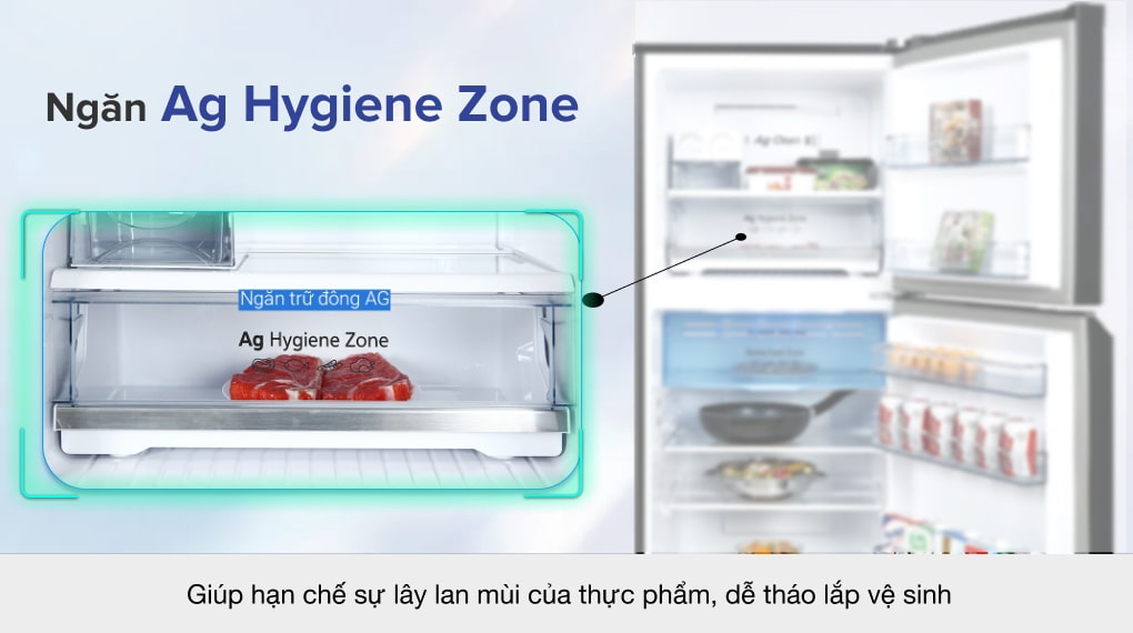 Tủ lạnh Panasonic Inverter 326 lít NR-TL351VGMV -  Ngăn trữ đông tinh thể bạc Ag Hygiene Zone