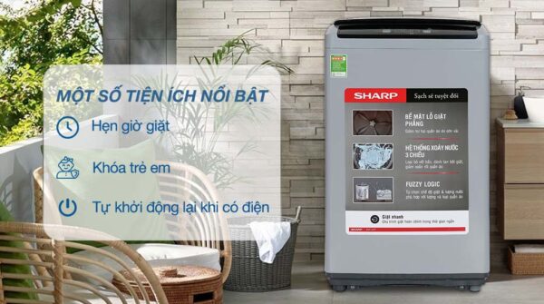 Máy giặt Sharp 7.5 Kg ES-Y75HV-S - Tiện ích