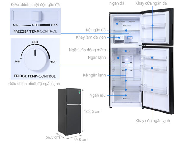 Tủ lạnh Aqua Inverter 328 lít AQR-T380FA(SL)