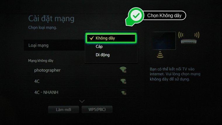 Hướng dẫn kết nối Internet Smart TV Samsung