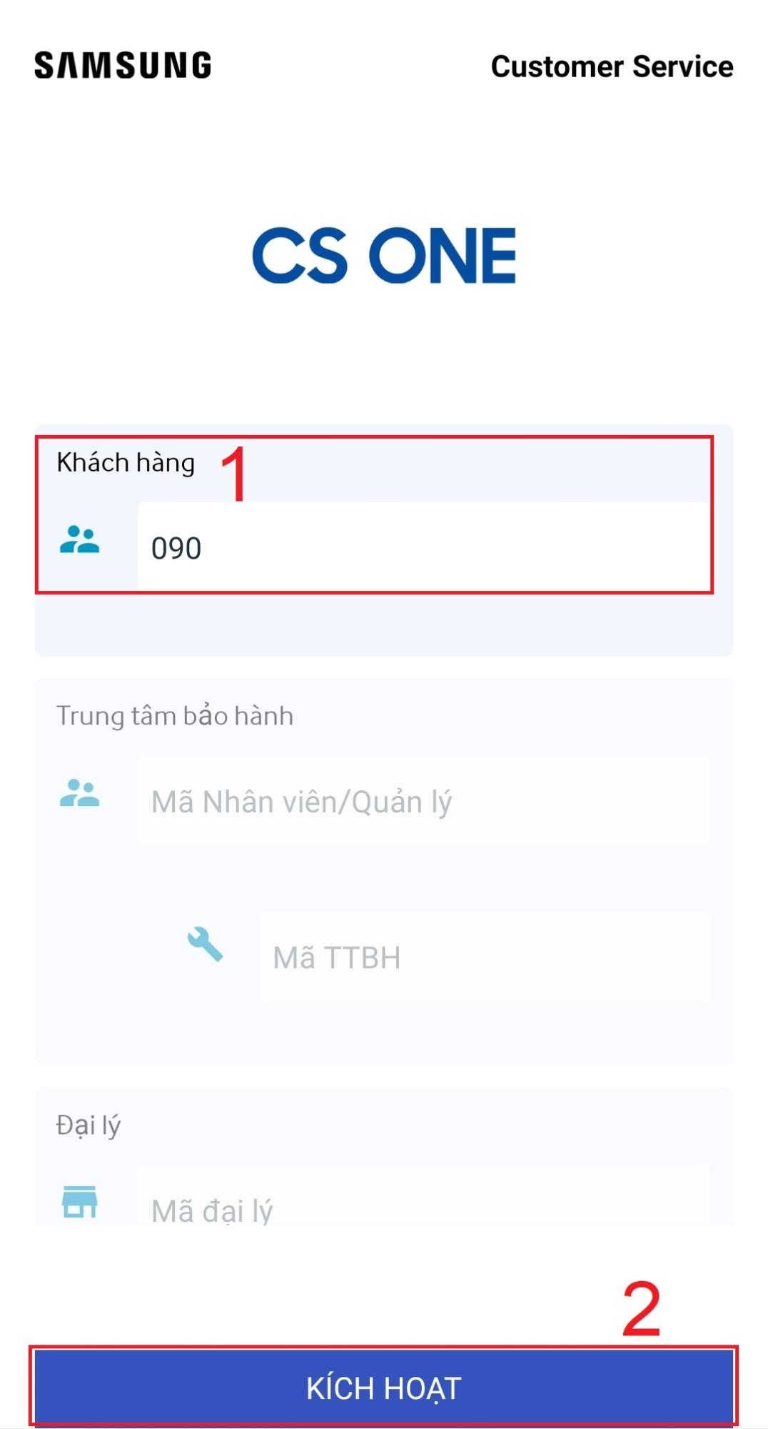 Sau khi tải ứng dụng, bạn nhập số điện thoại mà bạn dùng đăng ký mua tivi > Nhấn kích hoạt.
