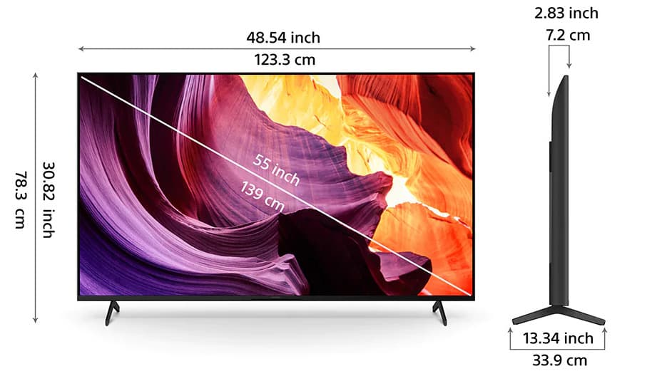 Kích thước Tivi Sony 55 inch bao nhiêu cm? Thông số chuẩn 2024